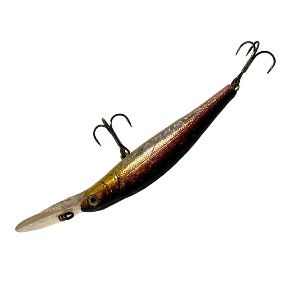 Deep Diving Minnow Fishing Lure Iridescent Gold Red Silver 4 Inch Hard Bait